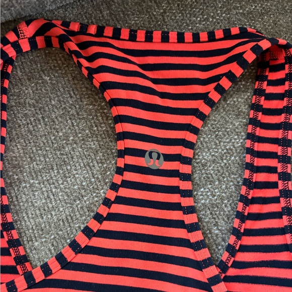 Lululemon swiftly tank top navy and orange stripes - Picture 3 of 3